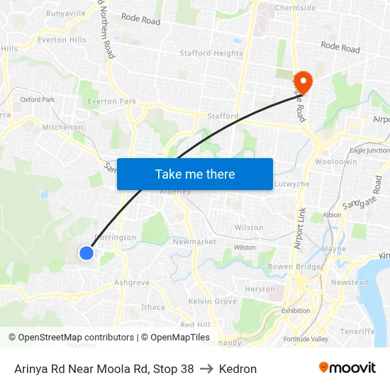 Arinya Rd Near Moola Rd, Stop 38 to Kedron map