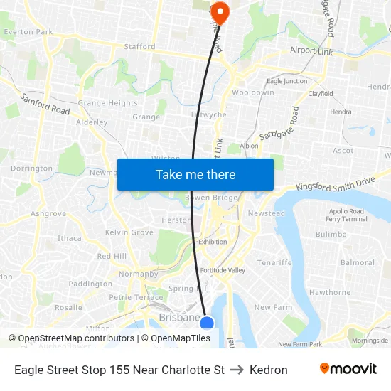 Eagle Street Stop 155 Near Charlotte St to Kedron map