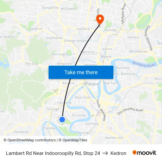 Lambert Rd Near Indooroopilly Rd, Stop 24 to Kedron map