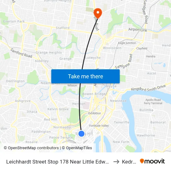 Leichhardt Street Stop 178 Near Little Edward St to Kedron map