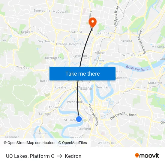 UQ Lakes, Platform C to Kedron map