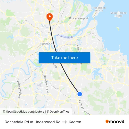 Rochedale Rd at Underwood Rd to Kedron map