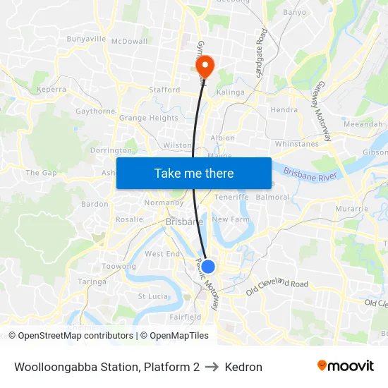 Woolloongabba Station, Platform 2 to Kedron map