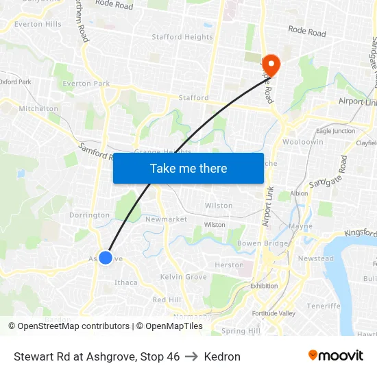 Stewart Rd at Ashgrove, Stop 46 to Kedron map