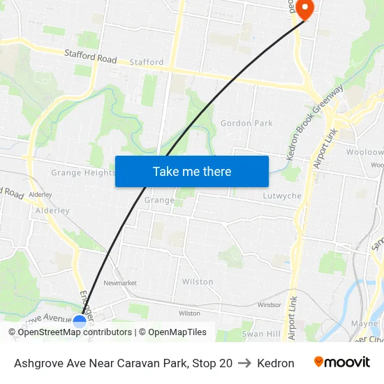 Ashgrove Ave Near Caravan Park, Stop 20 to Kedron map