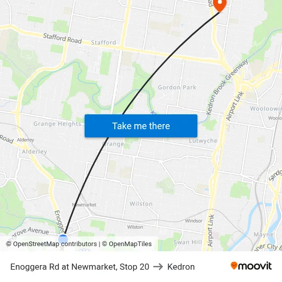 Enoggera Rd at Newmarket, Stop 20 to Kedron map
