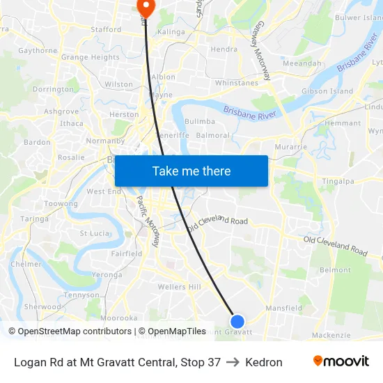Logan Rd at Mt Gravatt Central, Stop 37 to Kedron map