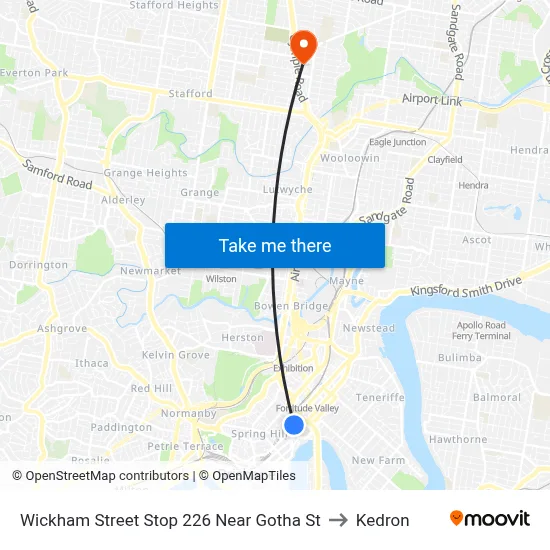 Wickham Street Stop 226 Near Gotha St to Kedron map