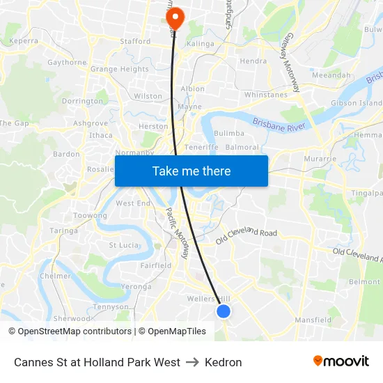 Cannes St at Holland Park West to Kedron map