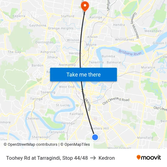 Toohey Rd at Tarragindi, Stop 44/48 to Kedron map