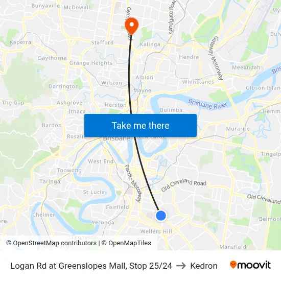 Logan Rd at Greenslopes Mall, Stop 25/24 to Kedron map