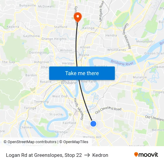 Logan Rd at Greenslopes, Stop 22 to Kedron map