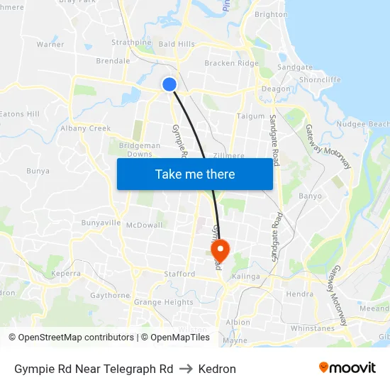 Gympie Rd Near Telegraph Rd to Kedron map