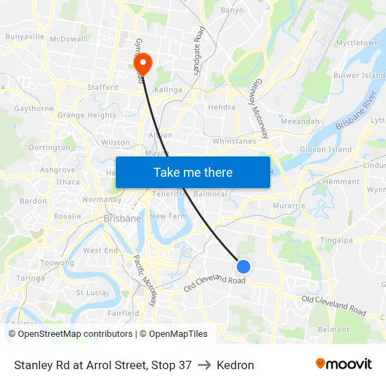Stanley Rd at Arrol Street, Stop 37 to Kedron map