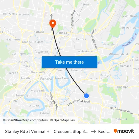 Stanley Rd at Viminal Hill Crescent, Stop 35a to Kedron map