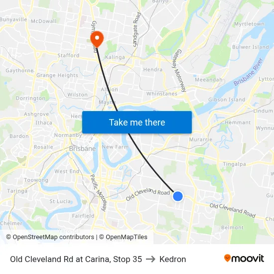 Old Cleveland Rd at Carina, Stop 35 to Kedron map