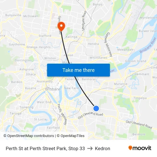 Perth St at Perth Street Park, Stop 33 to Kedron map