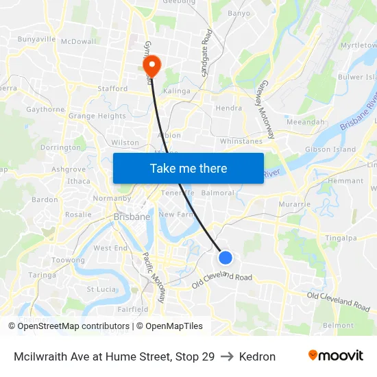 Mcilwraith Ave at Hume Street, Stop 29 to Kedron map