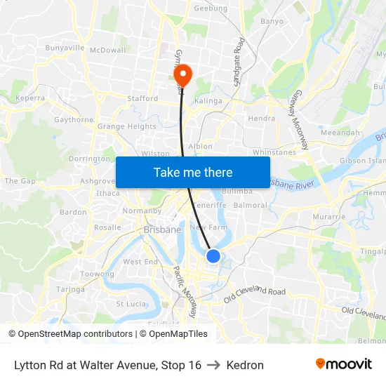 Lytton Rd at Walter Avenue, Stop 16 to Kedron map
