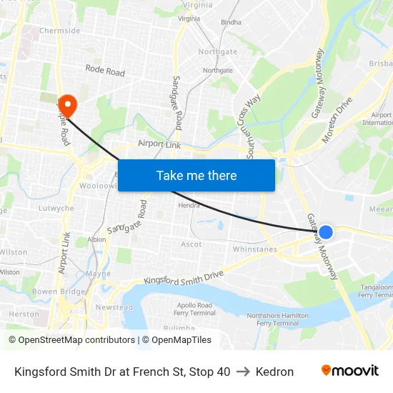 Kingsford Smith Dr at French St, Stop 40 to Kedron map