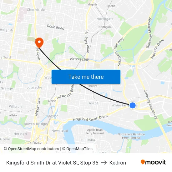 Kingsford Smith Dr at Violet St, Stop 35 to Kedron map