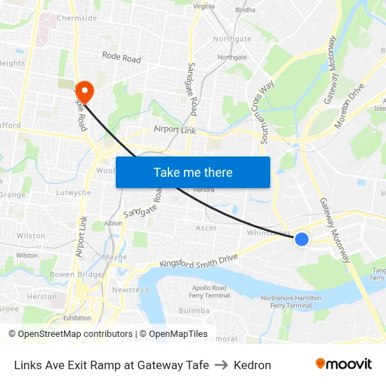 Links Ave Exit Ramp at Gateway Tafe to Kedron map