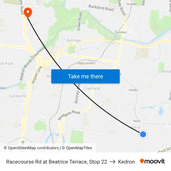 Racecourse Rd at Beatrice Terrace, Stop 22 to Kedron map