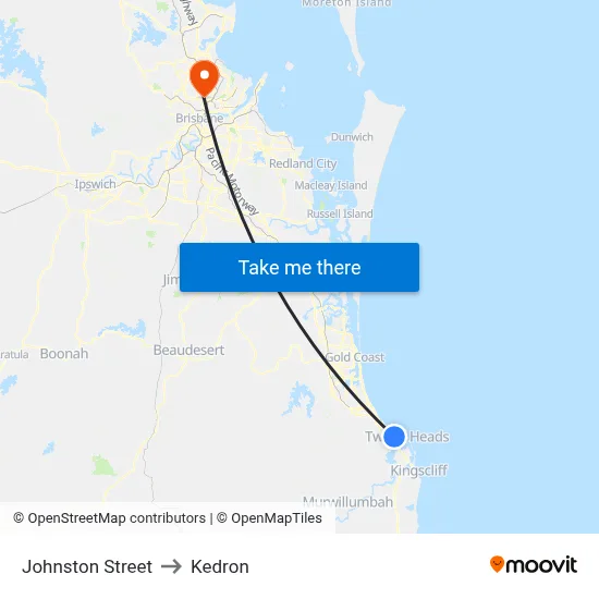 Johnston Street to Kedron map