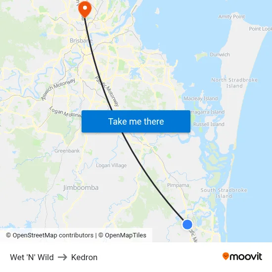 Wet 'N' Wild to Kedron map