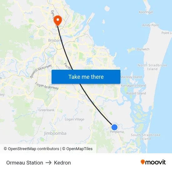 Ormeau Station to Kedron map