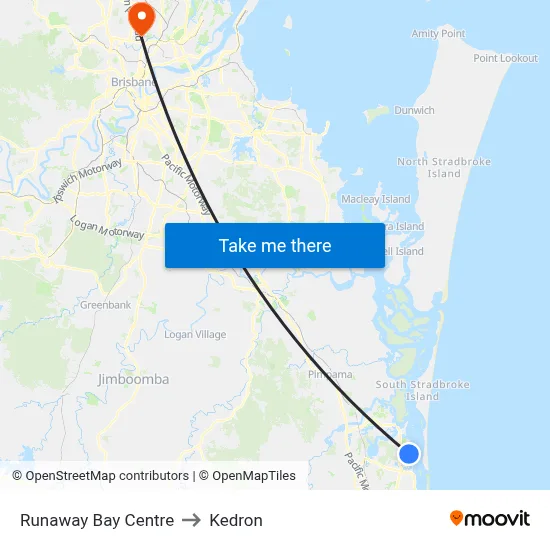 Runaway Bay Centre to Kedron map