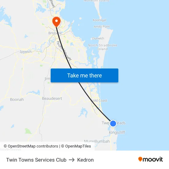 Twin Towns Services Club to Kedron map