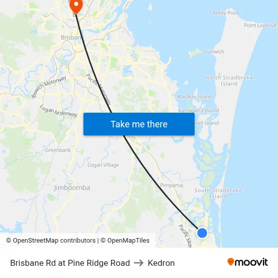 Brisbane Rd at Pine Ridge Road to Kedron map