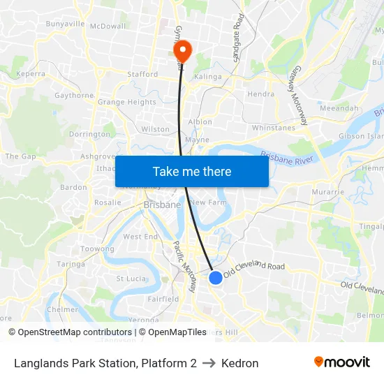 Langlands Park Station, Platform 2 to Kedron map