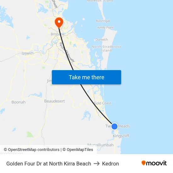 Golden Four Dr at North Kirra Beach to Kedron map