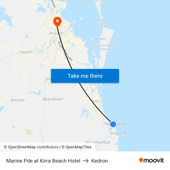 Marine Pde at Kirra Beach Hotel to Kedron map