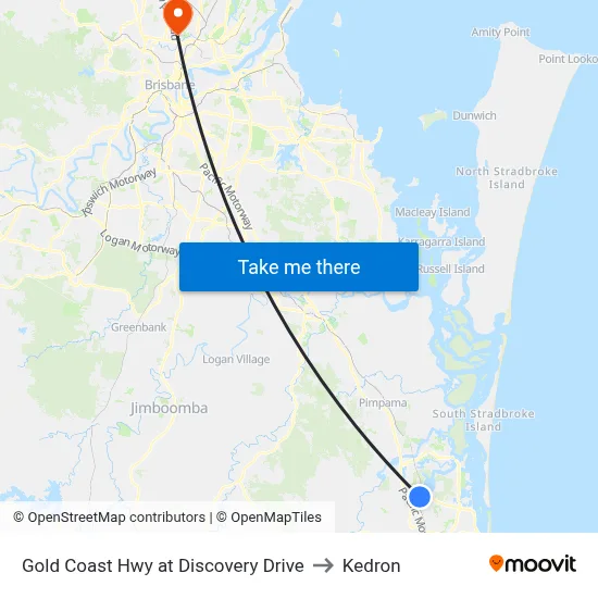 Gold Coast Hwy at Discovery Drive to Kedron map