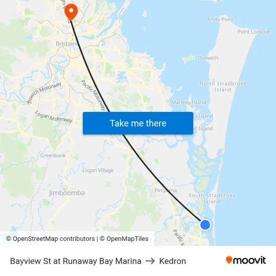 Bayview St at Runaway Bay Marina to Kedron map
