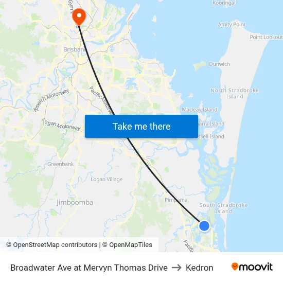 Broadwater Ave at Mervyn Thomas Drive to Kedron map