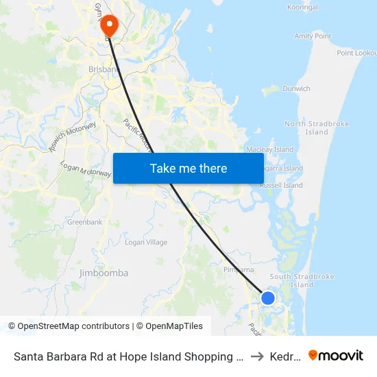 Santa Barbara Rd at Hope Island Shopping Centre to Kedron map