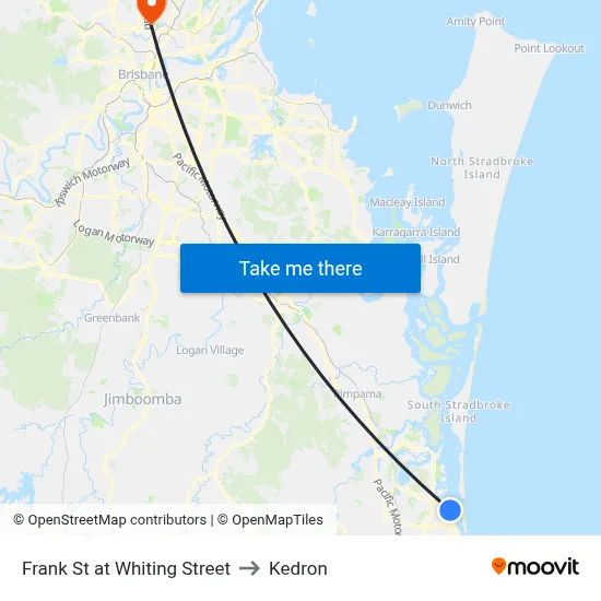 Frank St at Whiting Street to Kedron map