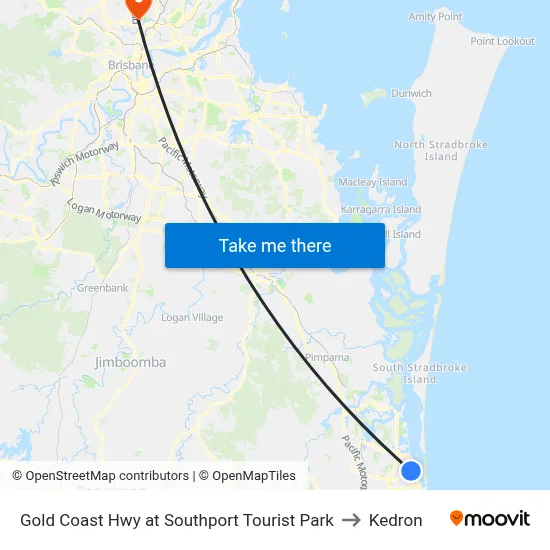 Gold Coast Hwy at Southport Tourist Park to Kedron map