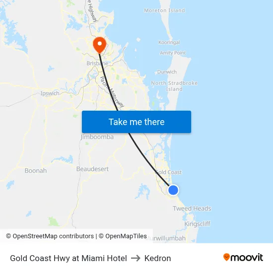 Gold Coast Hwy at Miami Hotel to Kedron map