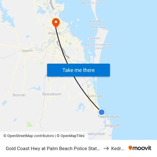 Gold Coast Hwy at Palm Beach Police Station to Kedron map