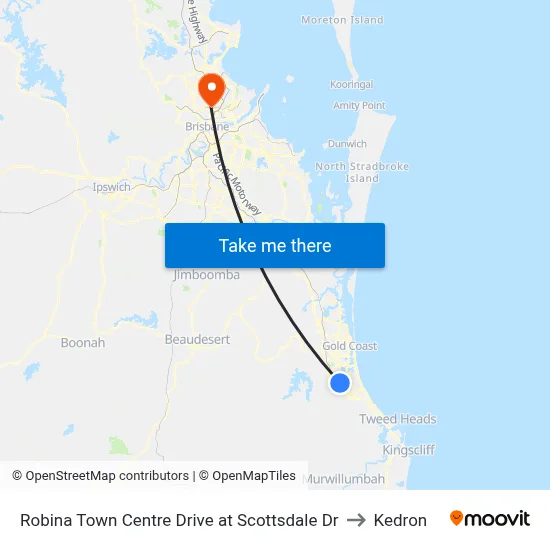 Robina Town Centre Drive at Scottsdale Dr to Kedron map