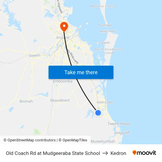 Old Coach Rd at Mudgeeraba State School to Kedron map