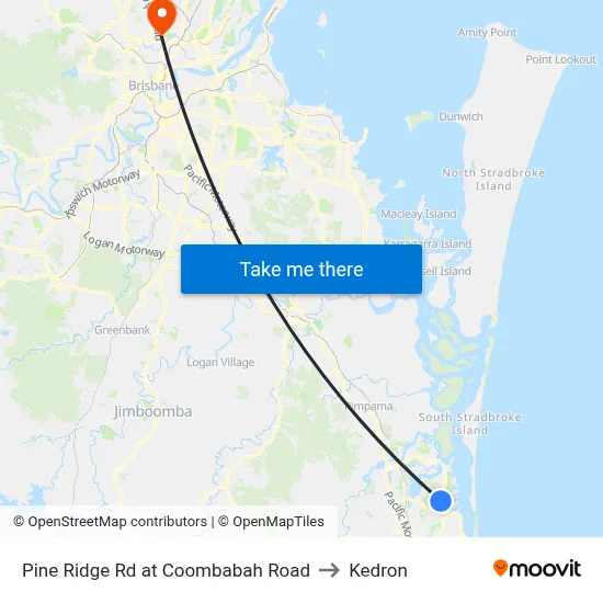 Pine Ridge Rd at Coombabah Road to Kedron map