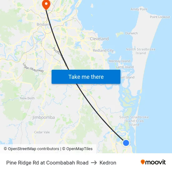 Pine Ridge Rd at Coombabah Road to Kedron map