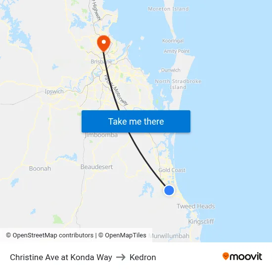 Christine Ave at Konda Way to Kedron map