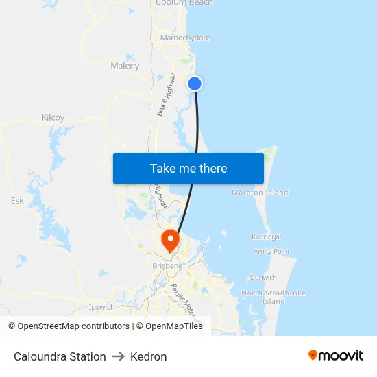 Caloundra Station to Kedron map